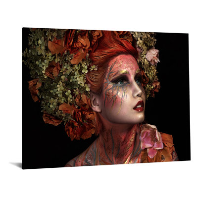 Lady of Fall Frameless Tempered Glass Wall Art - 60" x 40"