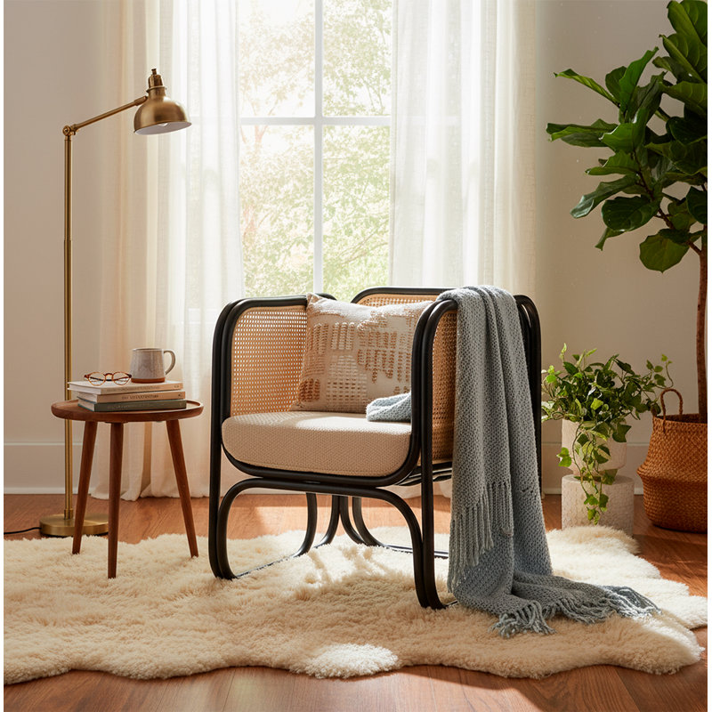 Iconic Natural Wicker rattan chair with webbing, Black
