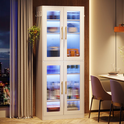 Jahnari Bookcase with Doors and LED Light by Wrought Studio