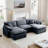 Kaoruko Oversized Modular Cushioned Sofa With Conversible Ottoman, 3-seater Sofa With 2 Footstools-103484712