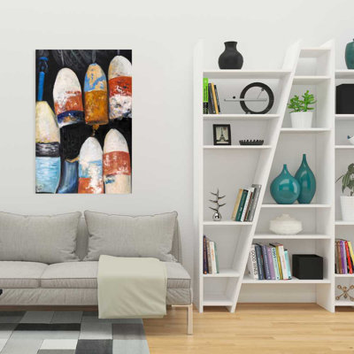 Vintage Lobster Buoys Canvas - Still Life Living Room Decor