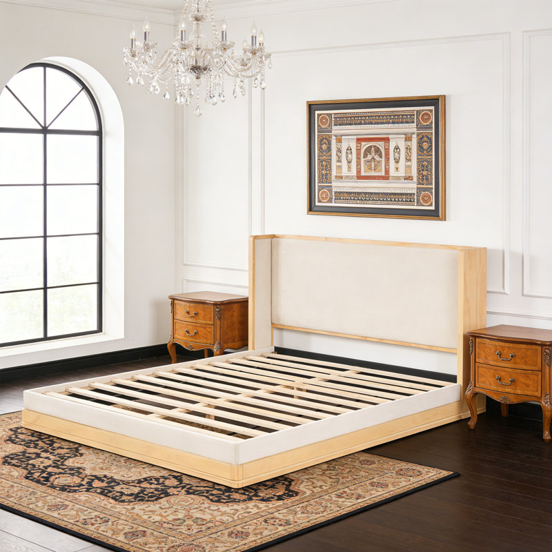 Queen Upholstered Platform Bed with Headboard for Bedroom, Queen