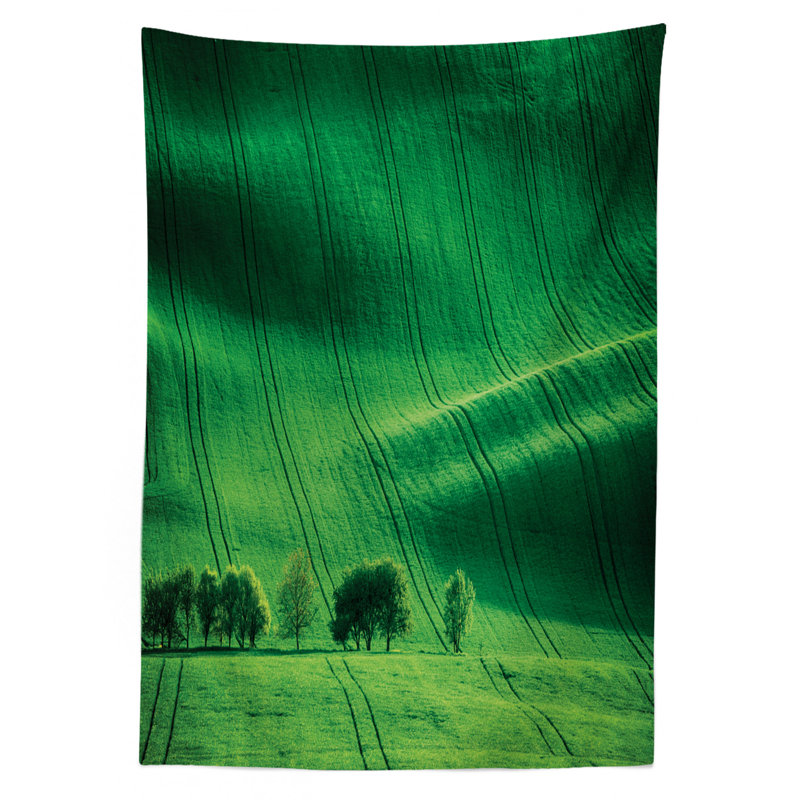 Nappe ambesonne europe, roulante collines à l’aide de champs et d’arbres, moravia de la république tchèque, housse de table rectangulaire pour la cuisine de salle à manger décoration, 52 po x 70 po émeraude