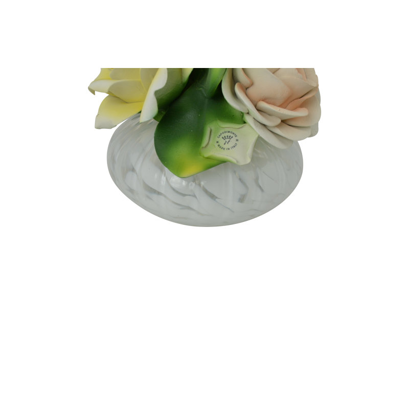 Diffuseur d'huile de porcelaine 8 "avec roses Capodimonte, Crème et rose