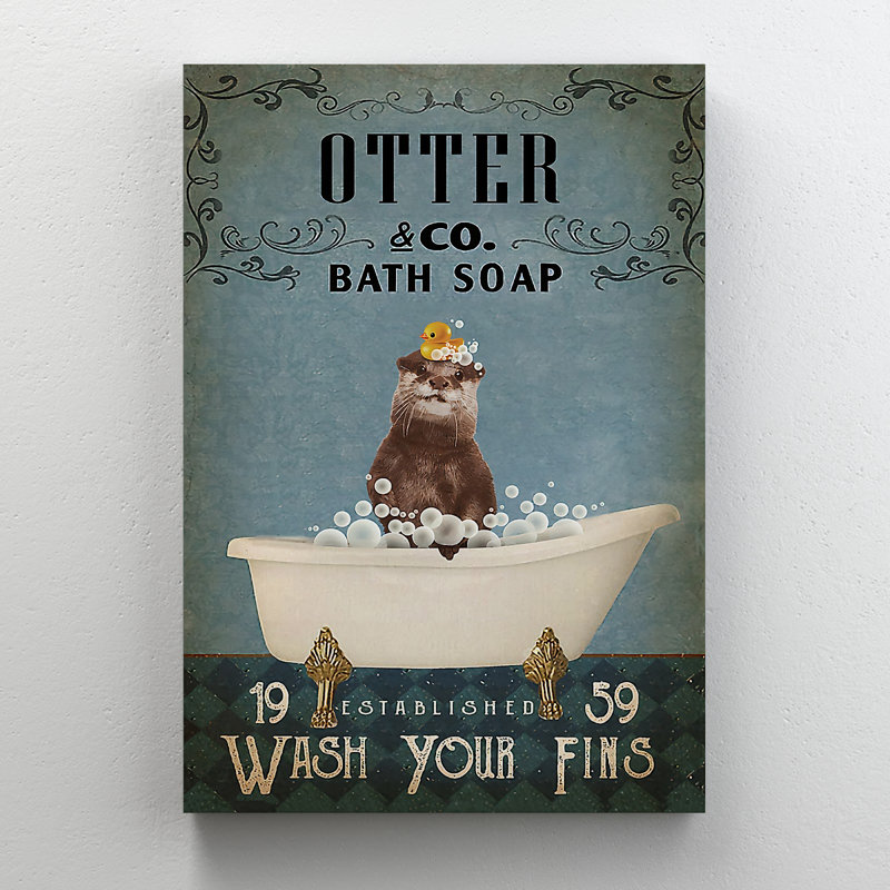 " Otter Taking A Bath ", 36" H x 24" W x 2" D