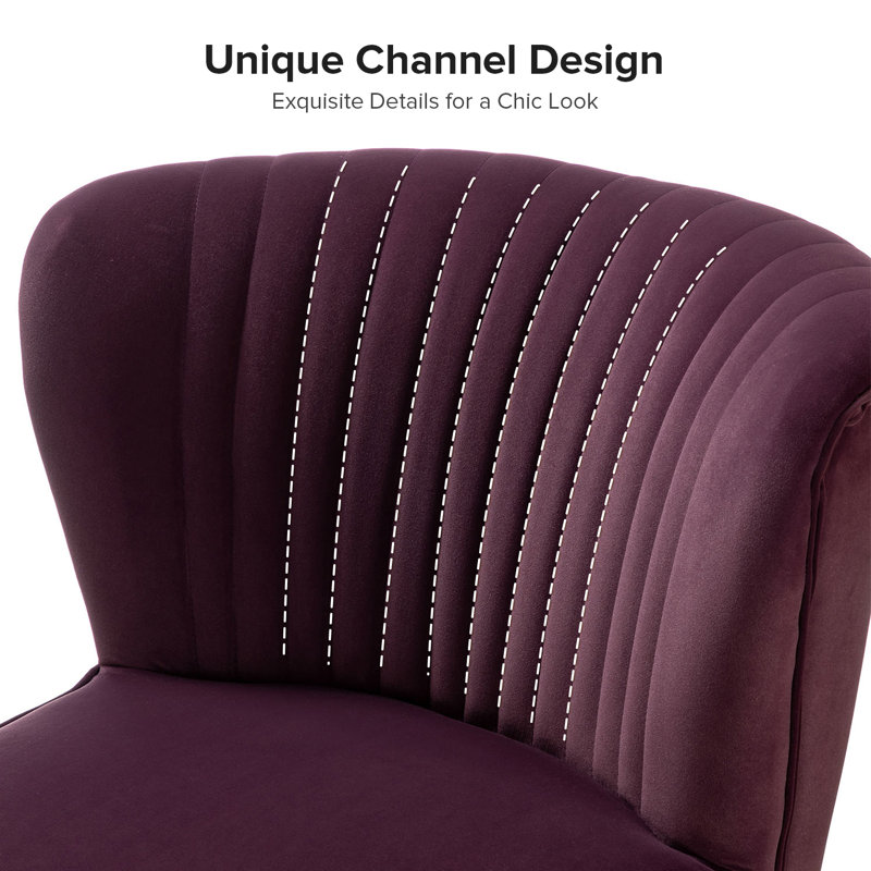 Fauteuil d'appoint Leona, Velours mauve