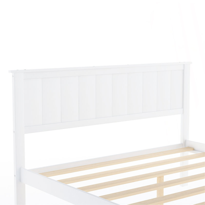 Full Size Platform Bed With Under-Bed Drawers, White
