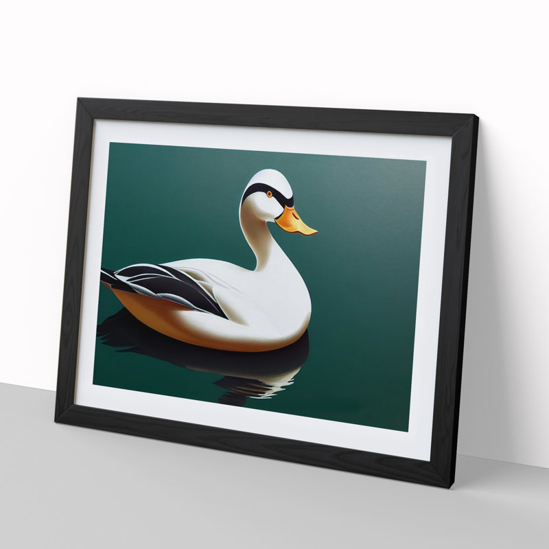 Artistic Duck - Single Picture Frame Print, Black, 46cm H x 64cm W