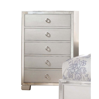 Commode 5 tiroirs Voeville II, finition platine