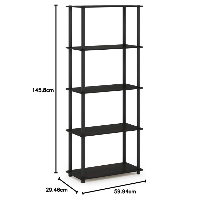 Heslin 23.58'' W Manufactured Wood Shelving Unit, Espresso/Black