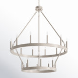 Adriana 20 - Light Steel Dimmable Wagon Wheel Chandelier