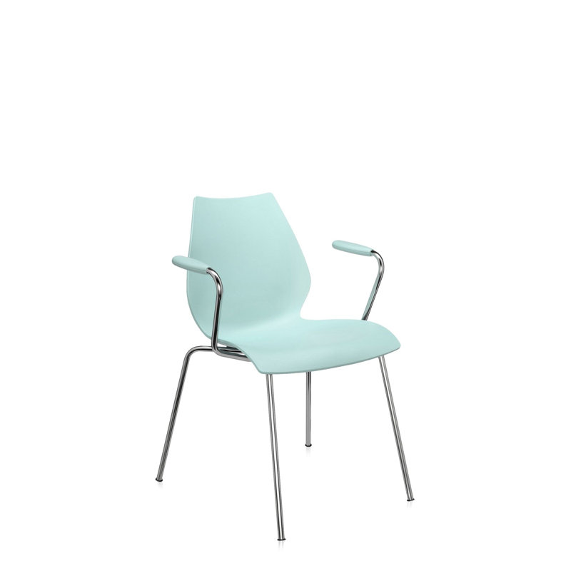Maui Chair by Vico Magistretti, Light Blue, Chrome Steel