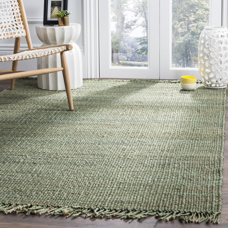 Fitzwater Handwoven Natural Jute Striped Area Rug, Rectangle 9 pi x 12 pi