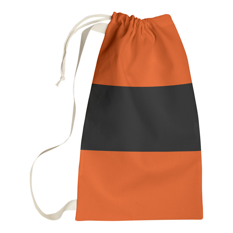 Fabric Laundry Bag with Handles, 29" H x 18" W x 1.5" D, Orange/Dark Black/Orange