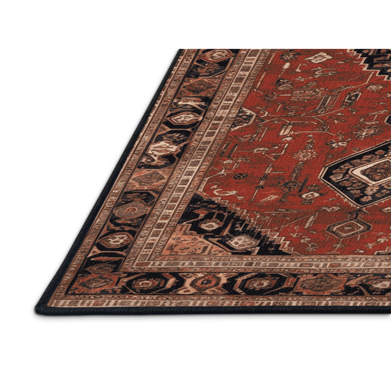Machine Washable Persian Brown Area Rug, Round 3'