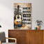 Guitare sur fond mélodique brun - «Where Words rat Music Speaks», impression sur toile tendue-1147005834