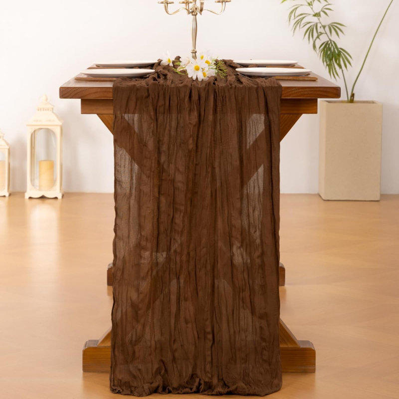 Chemin de table en étamine Cheesecloth, L 35 po x l 122 po, Marron foncé