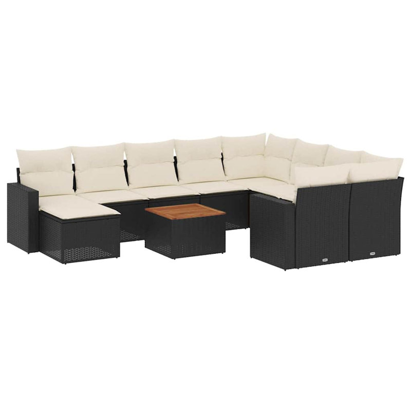 Ensemble de canapé de jardin Vidaxl noir et crème