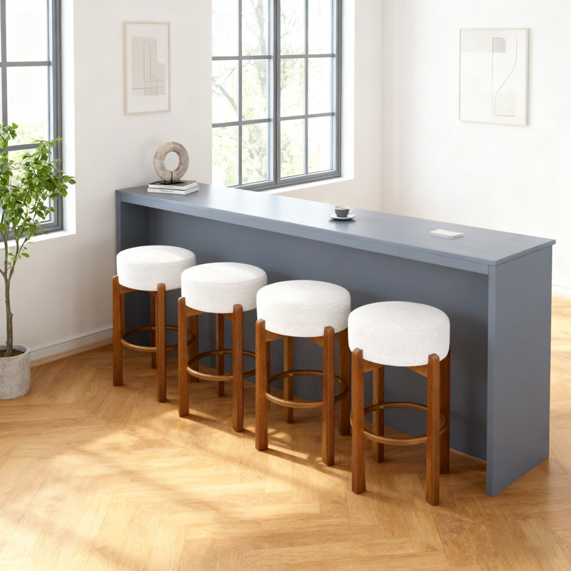 Tabouret de bar en bois massif Sekil, Blanc