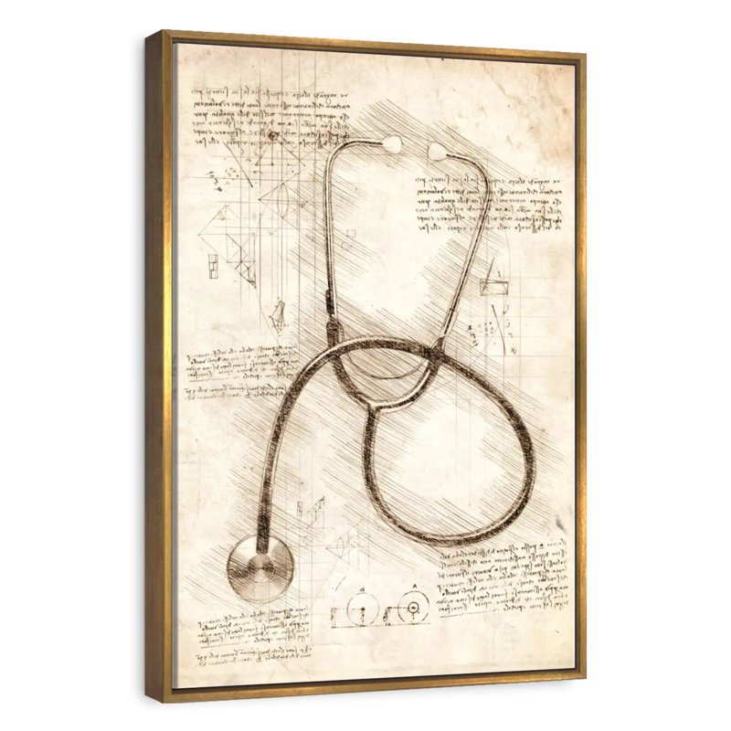 Stéthoscope, Floating Frame Gold, 31 po x 46 po