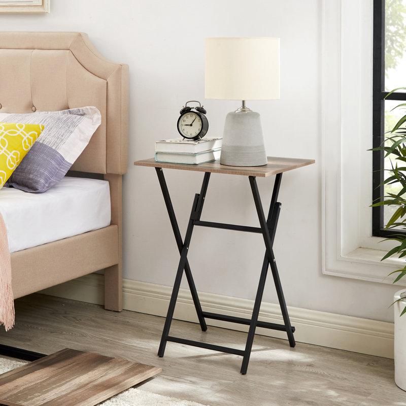 Duo de tables pliantes pliables, brun rustique et noir, espace pour les appartements, 2 tables pliantes portables et fonctionnelles, noir, petits espaces, facile à plier, élégant