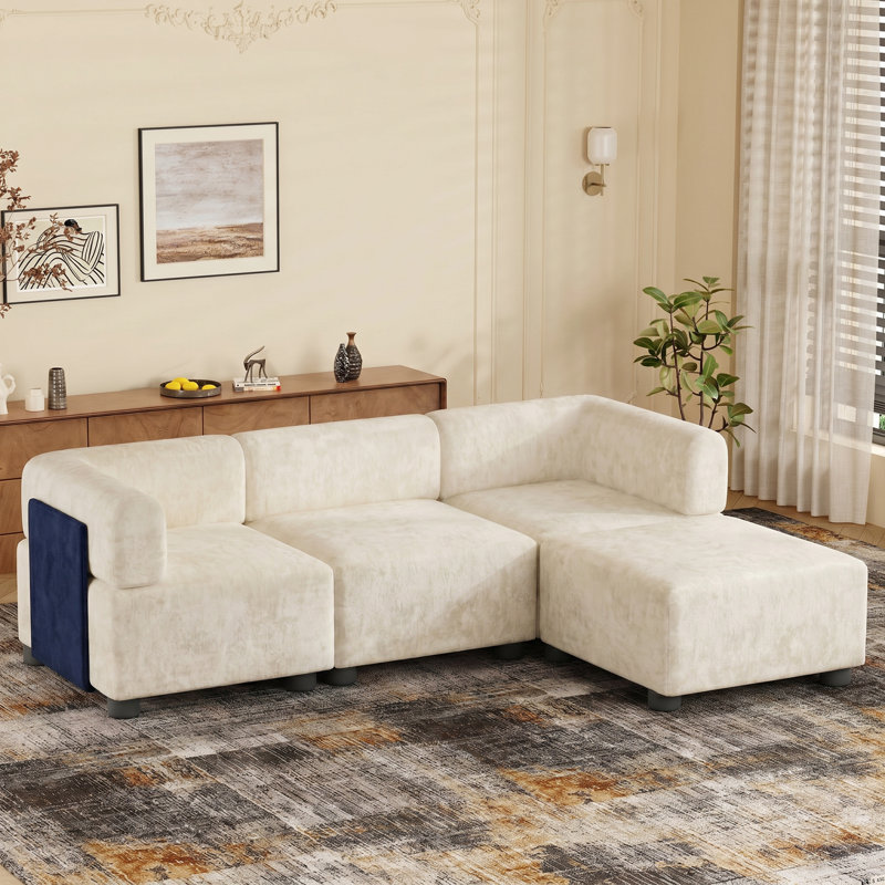 3 Seater Sofa & Chaise, Beige