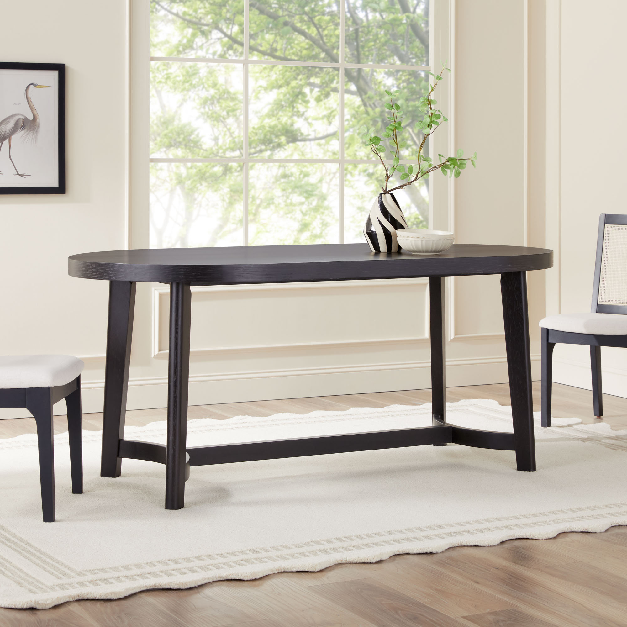 Gracie Oaks Nadine 70" Modern Farmhouse Solid Oak Wood Oval Dining ...