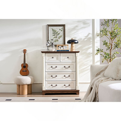 Commode rustique en bois de style campagnard avec base, commode de rangement pour la chambre à coucher, le salon, belle et robuste