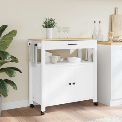 Raford Rolling Kitchen Cart with Solid Wood Top by Winston Porter