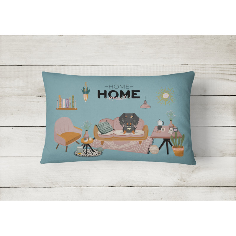 Outdoor Throw Pillow, Dapple Wire Haired Dachshund