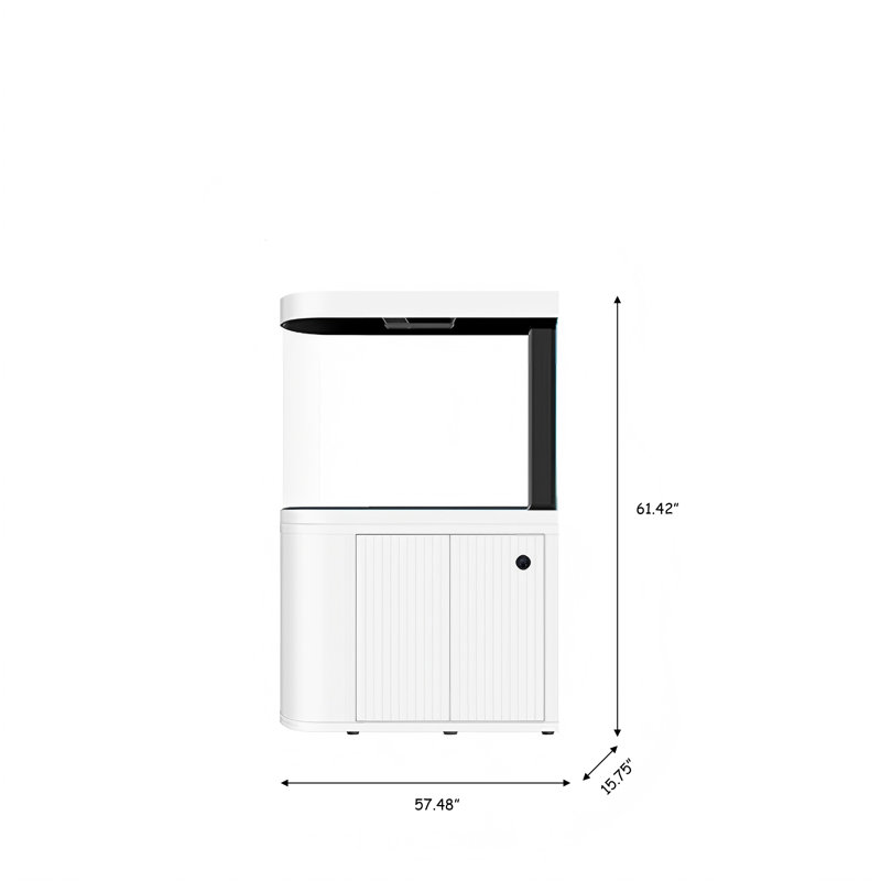 Grand aquarium écologique de 57,48 po à fond blanc, 61.42"H x 57.48"W x 15.75"D