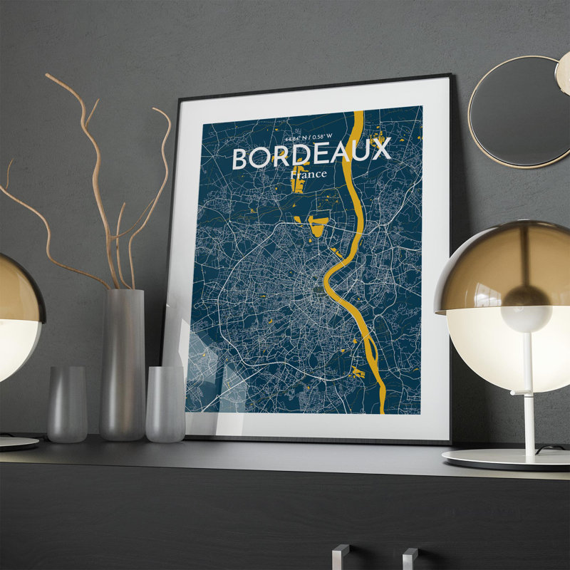 Bordeaux City Map In Amuse - No Frame Print, 24cm H x 18cm W x 0.05cm D