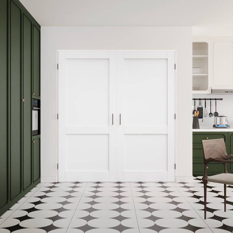 Portes françaises à 2 panneaux avec poignées et poignée, 72 po x 80 po
