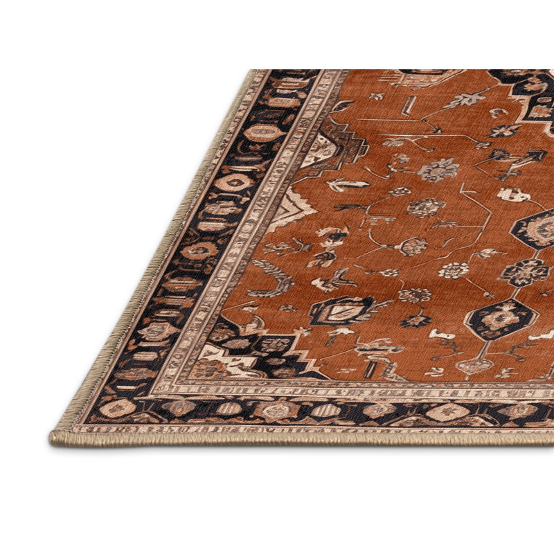Tapis brun lavable à la machine, Rectangle 7 pi x 9 pi