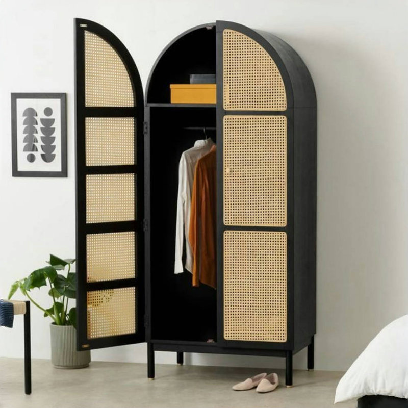 Armoire moderne et simple en rotin, Noir
