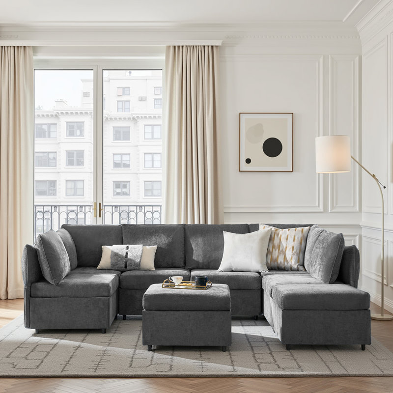 Canapé modulaire 8 pièces Andoline, Gris