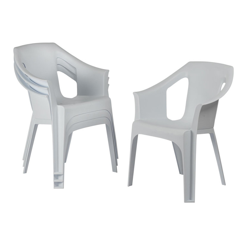 35.00cm H Stacking Armchair, 8, Cream/White