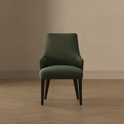 Beever Modern Chenille Upholstered Rubberwood Dining Armchair