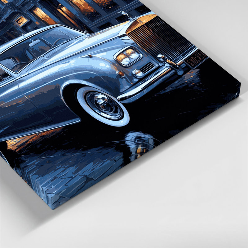 Transport, voitures de luxe classiques, art mural sur toile grise, H 12 po x l 12 po