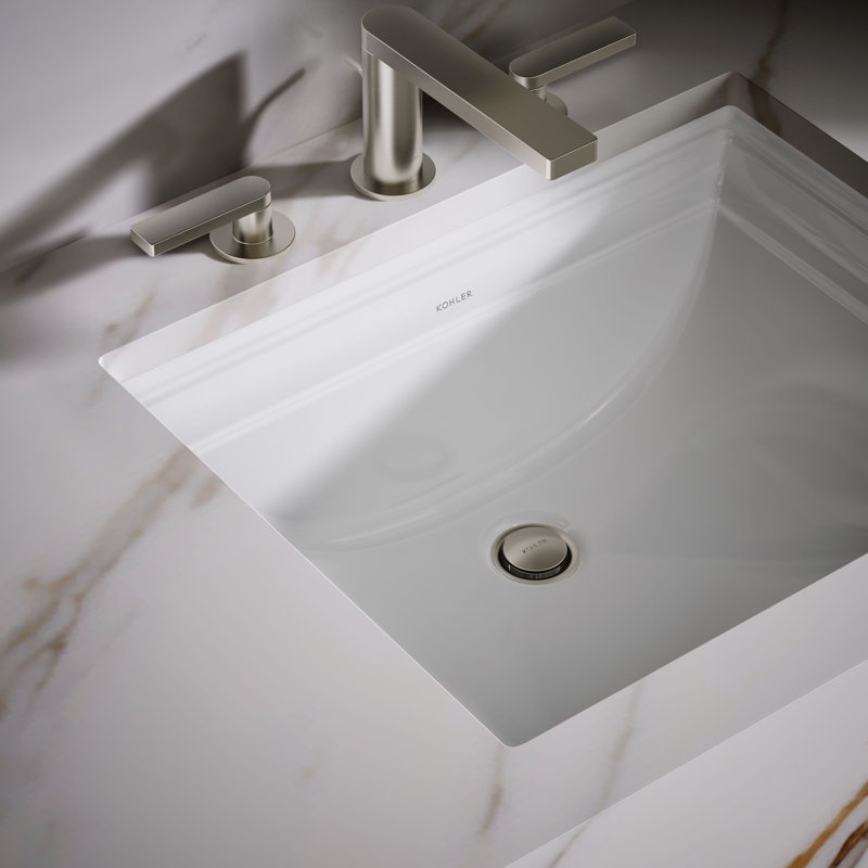 Memoirs® Vitreous China Rectangular Undermount Bathroom Sink with Overflow, Cashmere