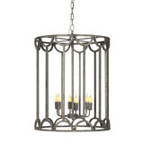 NY 6 - Light Unique / Statement Cylinder Chandelier with Wrought Iron Accents