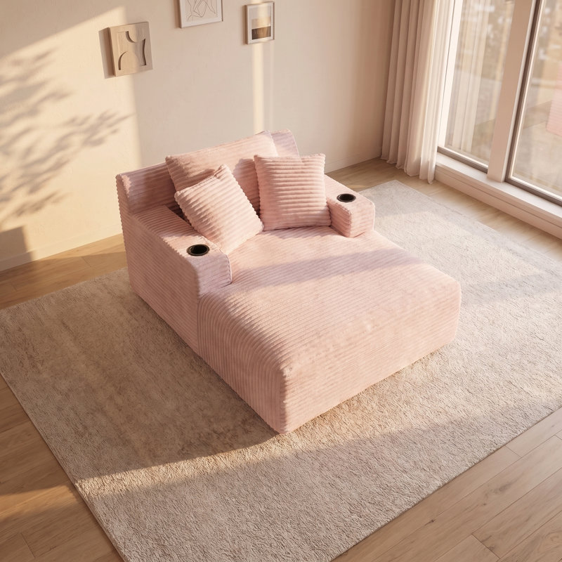 Très grande méridienne intérieure, aucun assemblage requis, canapé-lit moderne pour le bureau du salon, Rose