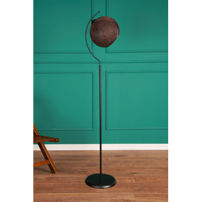 Lampe sur pied élégante avec corps en métal et capuchon en jute de 63,0 pouces de hauteur | Douille E27 (60 W maximum) | Design élégant rouge et noir | Interrupteur marche / arrêt sur le câble | Certifié CE | Parfait pour le salon, la chambre à coucher et le bureau