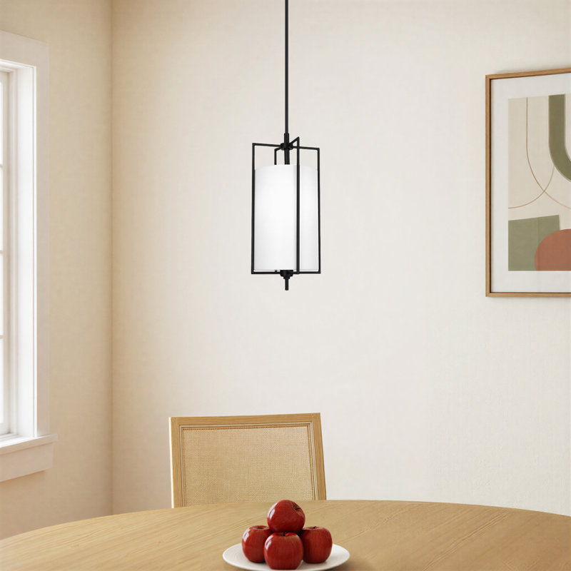 4 - Light Drum Pendant, Aged Iron, 21.25" H x 9.5" W x 9.5" D
