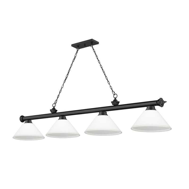 Annaleisa 4 - Light Pool Table Lights Pendant, Matte Opal, Matte Black
