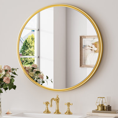 Evangelista Aluminum Alloy Framed Mirror, Round Wall Mounted Mirror, Decorative Mirror for Entryway, Bathroom, Hallway,Tempered Glass