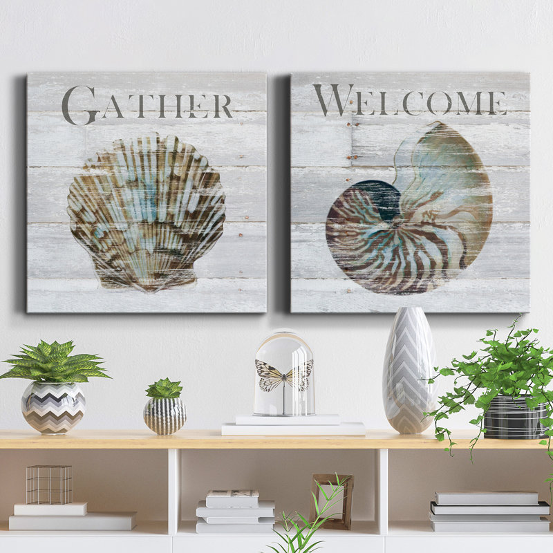 «Shell Gather», ensemble de 2 impressions sur toile, H 16 po x l 32 po x P 1 po, Toile tendue