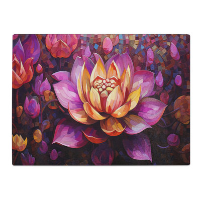 Lotus Flower Orphism  Glass Chopping Board