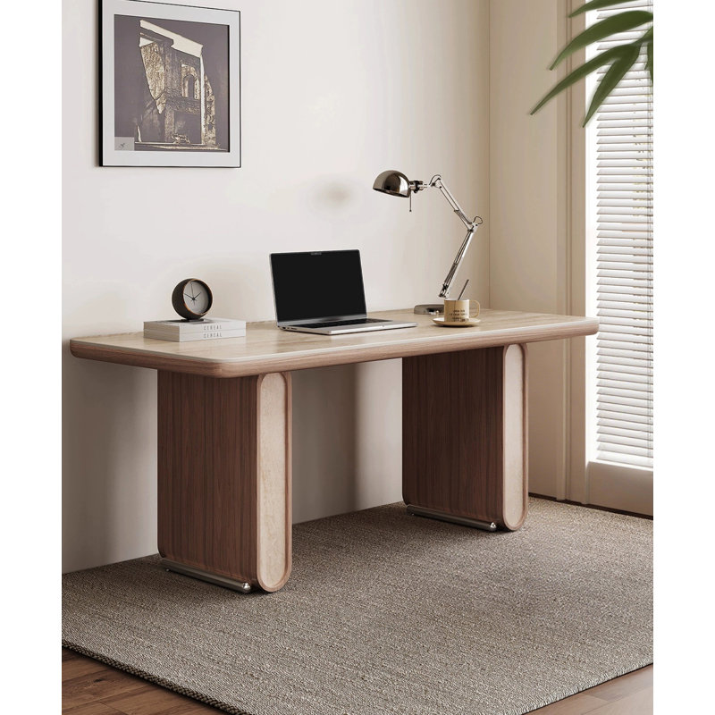 Bureau de table en pierre frittée légère de luxe moderne, H 29,5 po x l 70,9 po x P 31,5 po