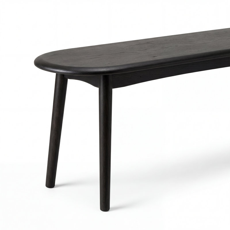 47"W Solid Oak Modern Entryway Bench , Oak & Black Stain, 47"W
